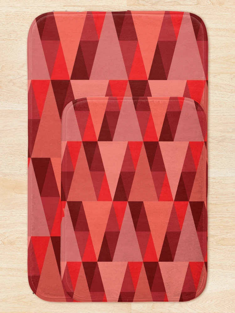 Thumbnail 5 of 6, Bath Mat, Horizontal Triangles Pattern – Red designed and sold by RoguePatterns.