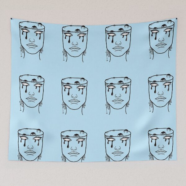 Item preview, Mindless: Original Line Art Drawing-Pastel Blue Background designed and sold by Arthemeral.
