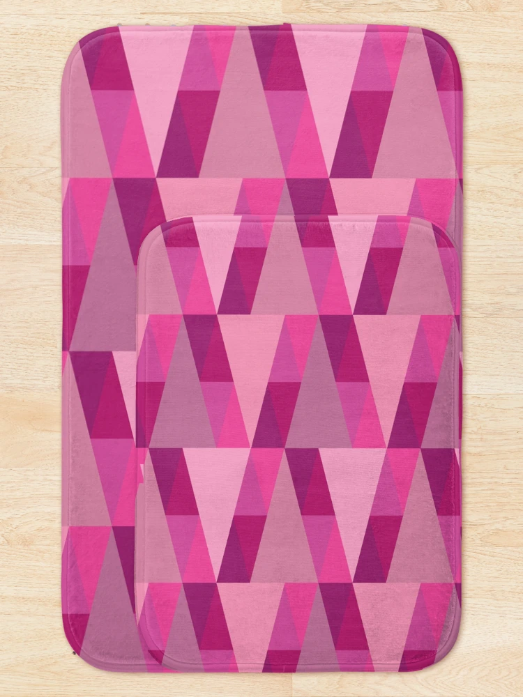 Thumbnail 5 of 6, Bath Mat, Horizontal Triangles Pattern – Fuchsia designed and sold by RoguePatterns.