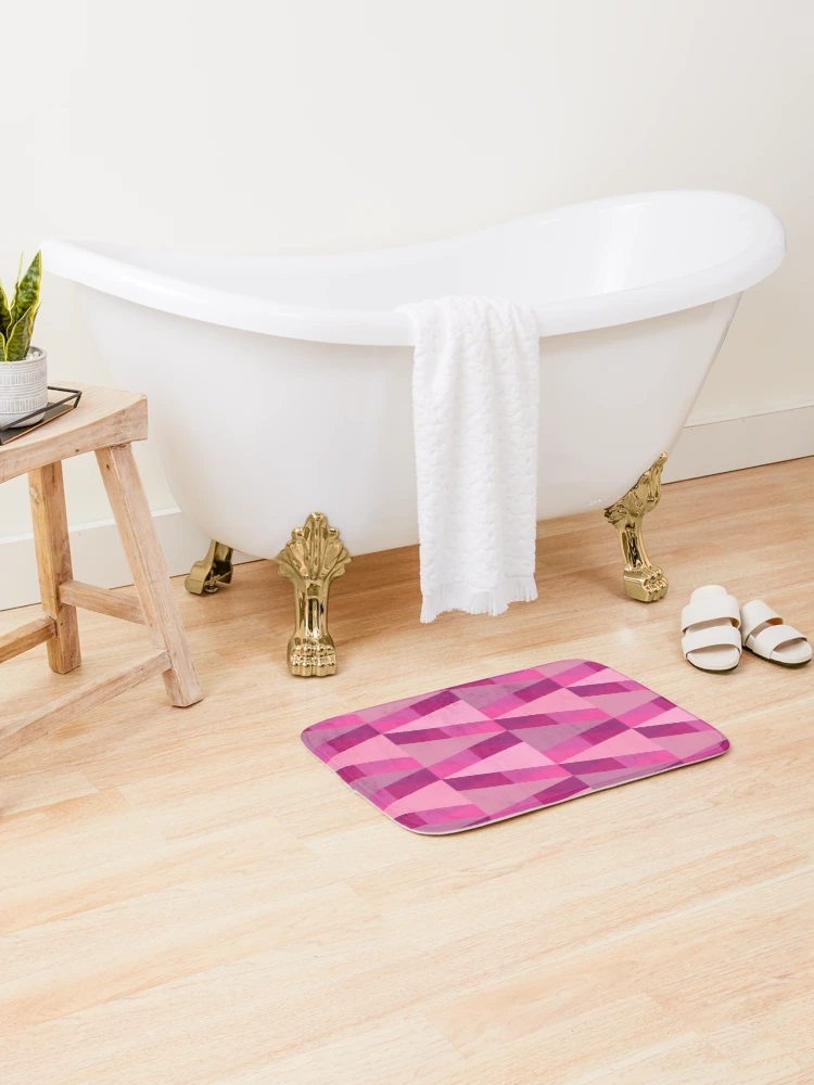 Thumbnail 2 of 6, Bath Mat, Horizontal Triangles Pattern – Fuchsia designed and sold by RoguePatterns.