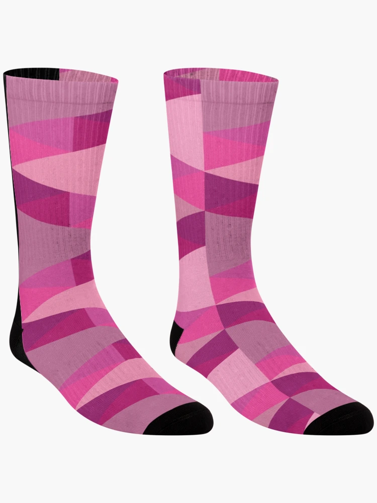 Thumbnail 3 of 5, Socks, Horizontal Triangles Pattern – Fuchsia designed and sold by RoguePatterns.