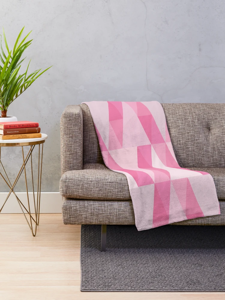 Thumbnail 2 of 6, Throw Blanket, Horizontal Triangles Pattern – Pink designed and sold by RoguePatterns.