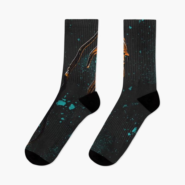 Item preview, Orange Mask Blue Splatter Abstract designed and sold by Krystian Stafford.