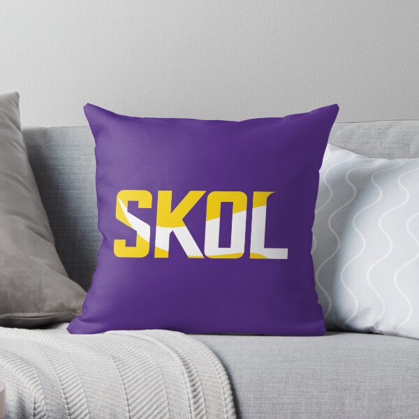 Minnesota Vikings Skol Text Design Throw Pillow