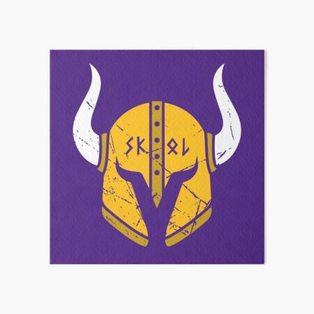 Minnesota Vikings SKOL Horn Metal Art on Wood Made in USA 