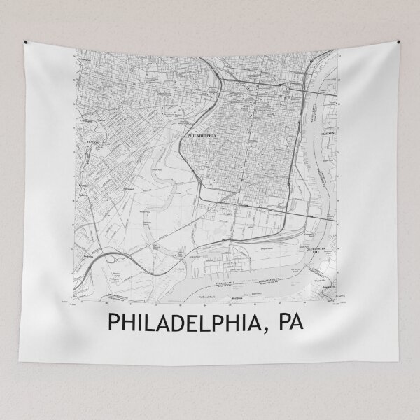 Item preview, Philadelphia, PA Topographical Map Black & White designed and sold by PGHPhotoCo.