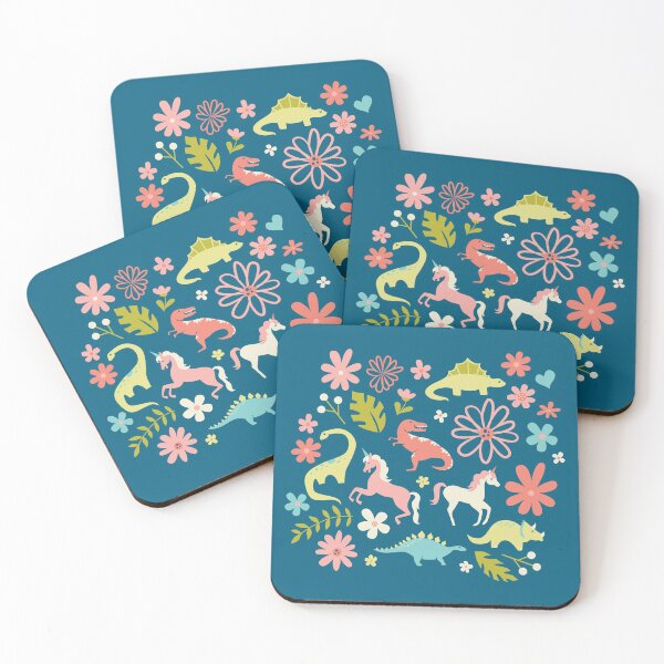 Dinosaurs + Unicorns Coasters (Set of 4)