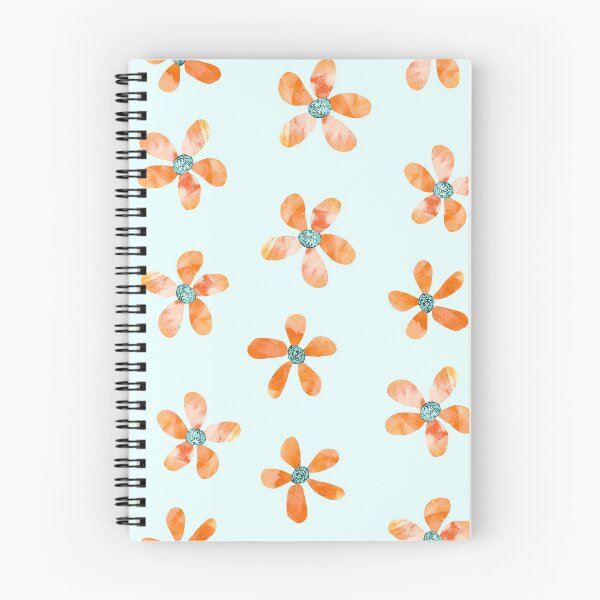 Item preview, Orange daisies on cyan in watercolor designed and sold by AnnestiMeets.