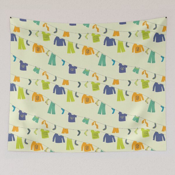 Item preview, strings of drying clothes pattern designed and sold by rysunki-malunki.