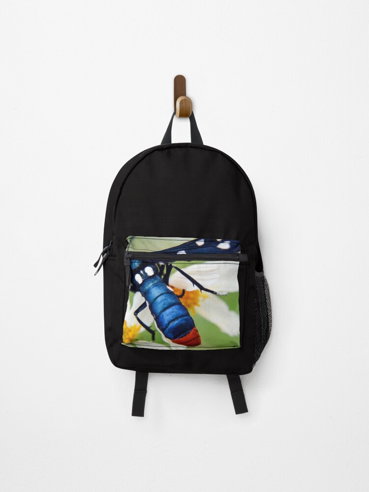 Thumbnail 1 of 3, Backpack, blue velvet moth designed and sold by RewskiPhotos.