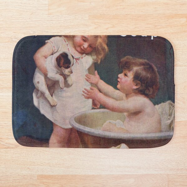 Pears and Soap / Watercolor Design / Vintage Classic Retro Bath Mat