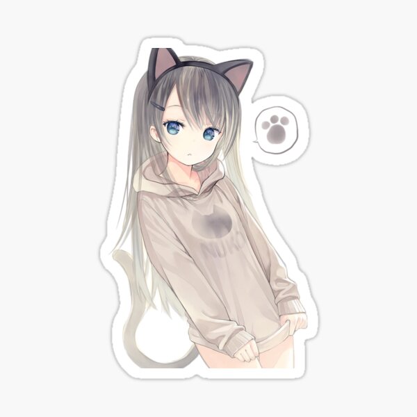 Anime Cat Girl Stickers Redbubble - brown haired cat girl roblox