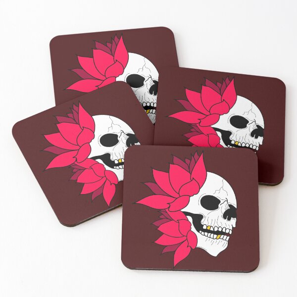 Item preview, Fuchsia skull and water lilies designed and sold by BV-creas.