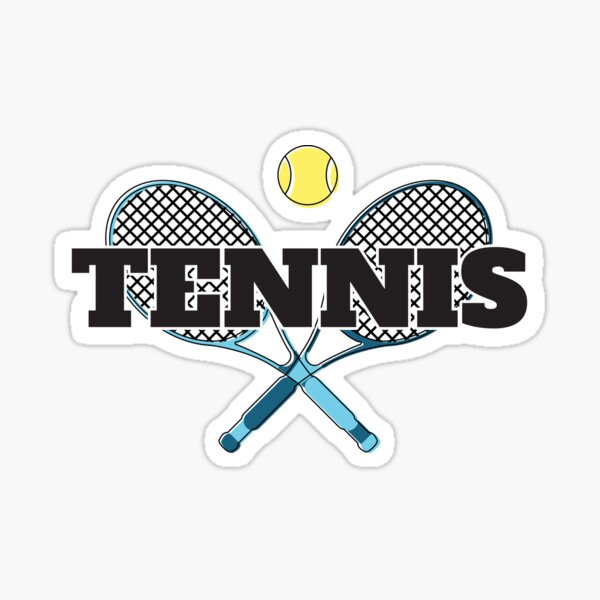 "Tennis, With Crossing Tennis Rackets And Tennis Ball" Sticker for Sale