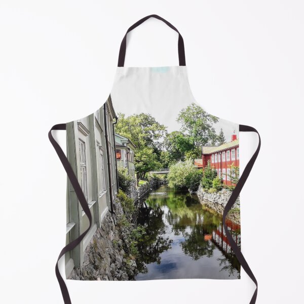 Item preview, Old wooden houses by the river in Sweden Reflection in water designed and sold by Tanja Dianova.