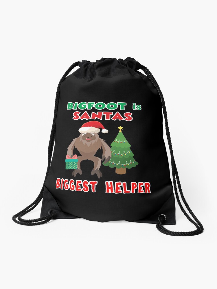 Thumbnail 1 of 3, Drawstring Bag, Santas Biggest Helper Squatchy Christmas Present. designed and sold by maxxexchange.