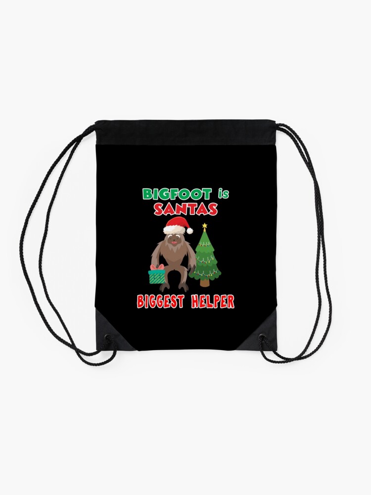 Thumbnail 2 of 3, Drawstring Bag, Santas Biggest Helper Squatchy Christmas Present. designed and sold by maxxexchange.