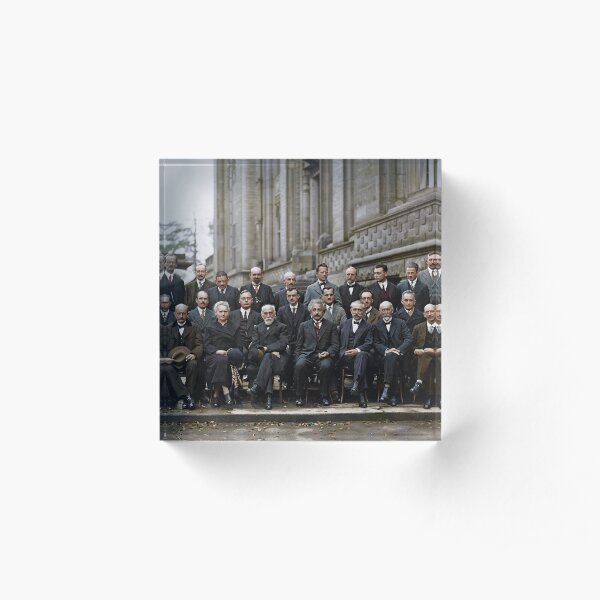 The most intelligent picture ever taken: Participants of the 5th Solvay Conference on Quantum Mechanics, 1927. 17 of the 29 attendees were or became Nobel Prize winners. Acrylic Block