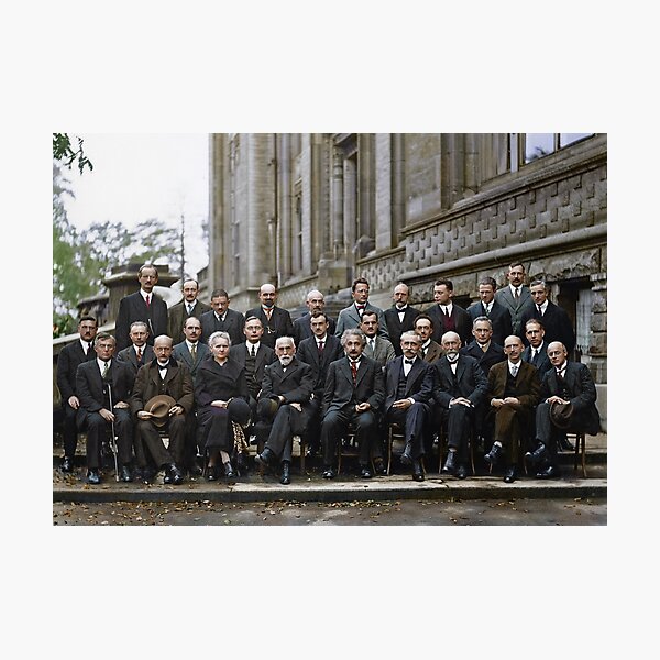 The most intelligent picture ever taken: Participants of the 5th Solvay Conference on Quantum Mechanics, 1927. 17 of the 29 attendees were or became Nobel Prize winners. Photographic Print
