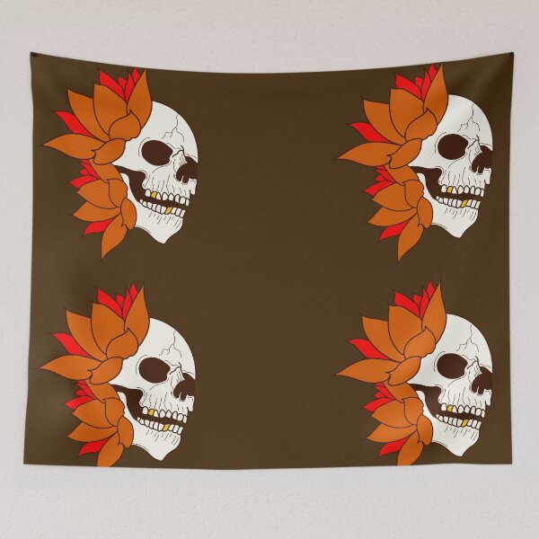Item preview, Orange skull and water lilies designed and sold by BV-creas.