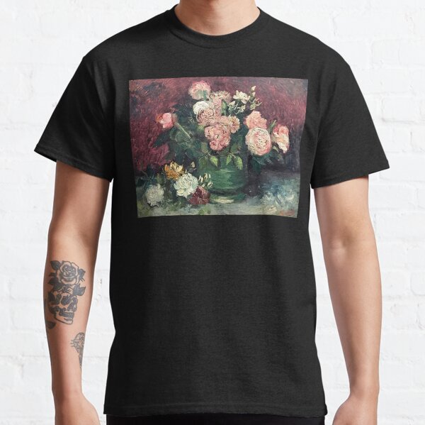 Pink Flowers Painting Van Gogh Post-Impressionist Still Life Vintage Art Classic T-Shirt