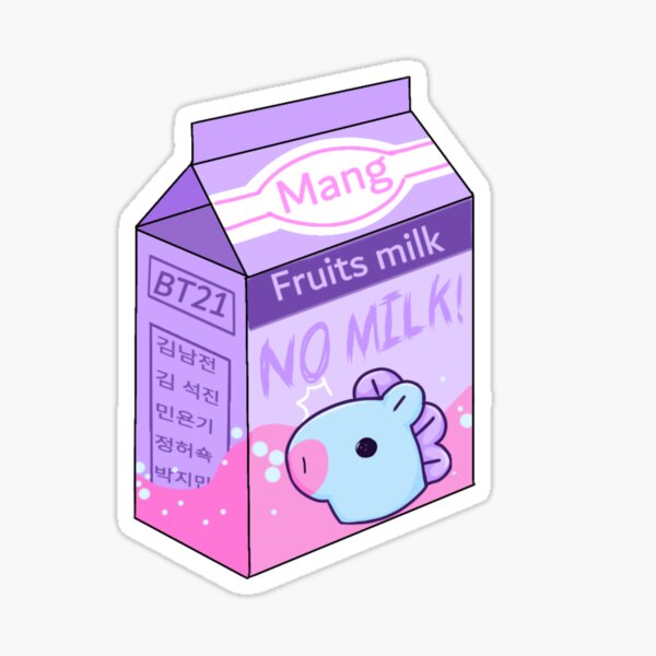 bt21 mang cute blueberries cocktail milk purple a pink sticker by