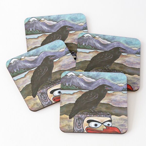 Item preview, RAVEN TOTEM POLE / Westcoast / Acrylic Painting / Corvid / Crow / Native American / Indigenous designed and sold by artenvironments.