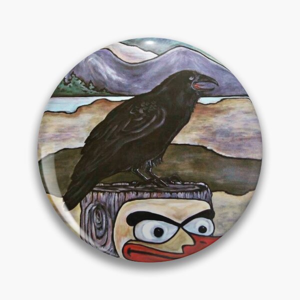 Item preview, RAVEN TOTEM POLE / Westcoast / Acrylic Painting / Corvid / Crow / Native American / Indigenous designed and sold by artenvironments.