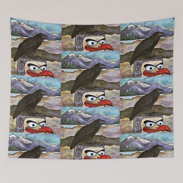 Item preview, RAVEN TOTEM POLE / Westcoast / Acrylic Painting / Corvid / Crow / Native American / Indigenous designed and sold by artenvironments.