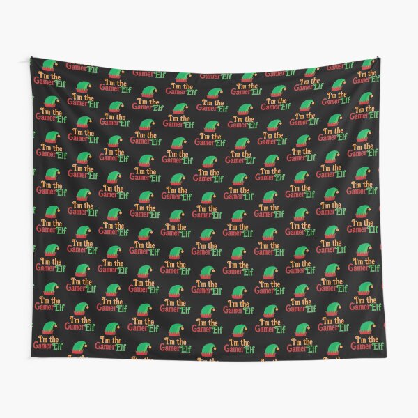 Tentures Je Suis L Elfe Mignon Citation Drole D Humour De Vacances De Noel Disant Chapeau De Lutin Illustration Image Par Bullquacky Redbubble