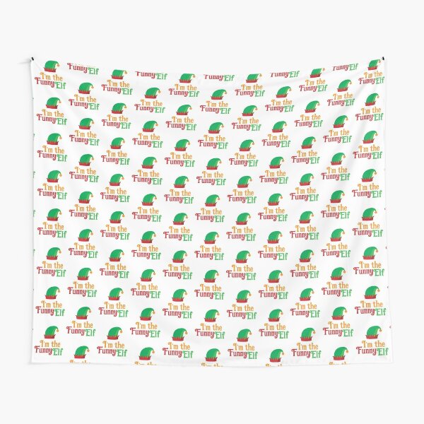 Tentures Je Suis L Elfe Mignon Citation Drole D Humour De Vacances De Noel Disant Chapeau De Lutin Illustration Image Par Bullquacky Redbubble