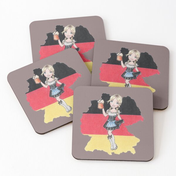 Item preview, German flag and  dirndl girl with beer designed and sold by Katerina Makarova.
