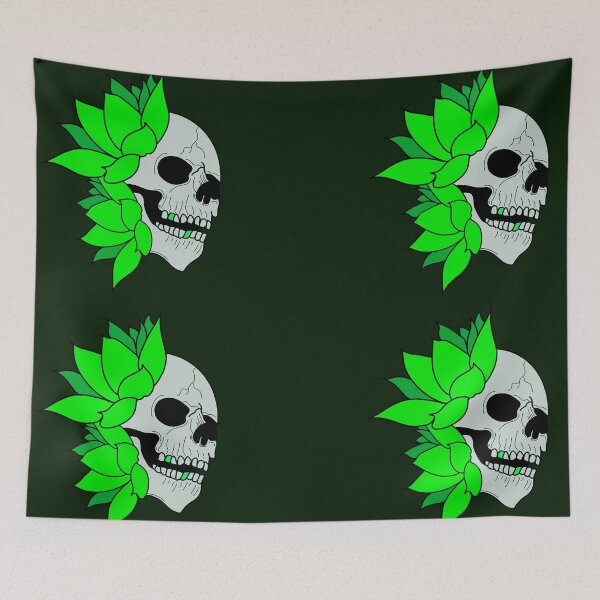 Item preview, Skull and green water lilies designed and sold by BV-creas.