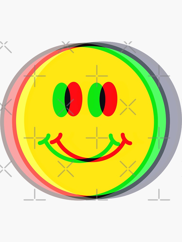 Thumbnail 3 of 3, Sticker, Psychedelic Smiley Happy Face designed and sold by Funful.