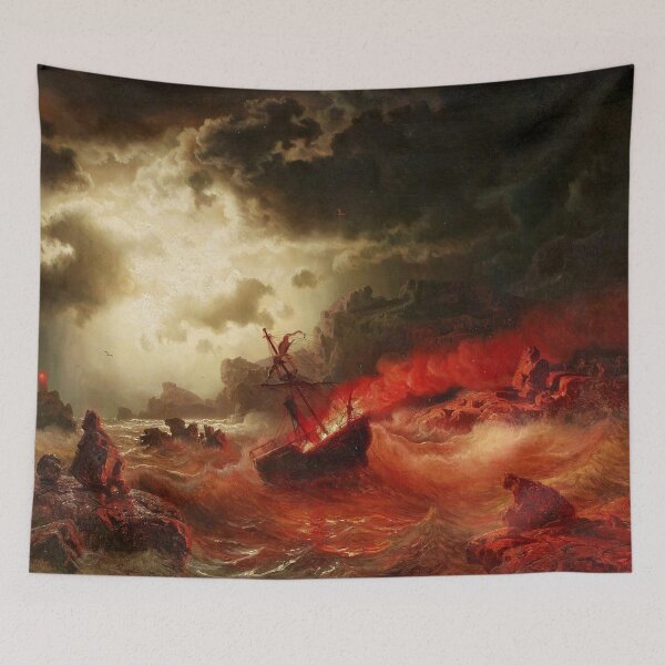 Item preview, Burning Navy Ship at Night - Marcus Larson designed and sold by CJET.