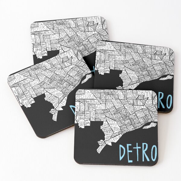Item preview, Detroit City Neighborhood Map - on black background designed and sold by margarethagan.