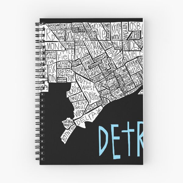 Artikelvorschau, Detroit City Neighborhood Map - auf schwarzem Hintergrund entworfen und verkauft von margarethagan.