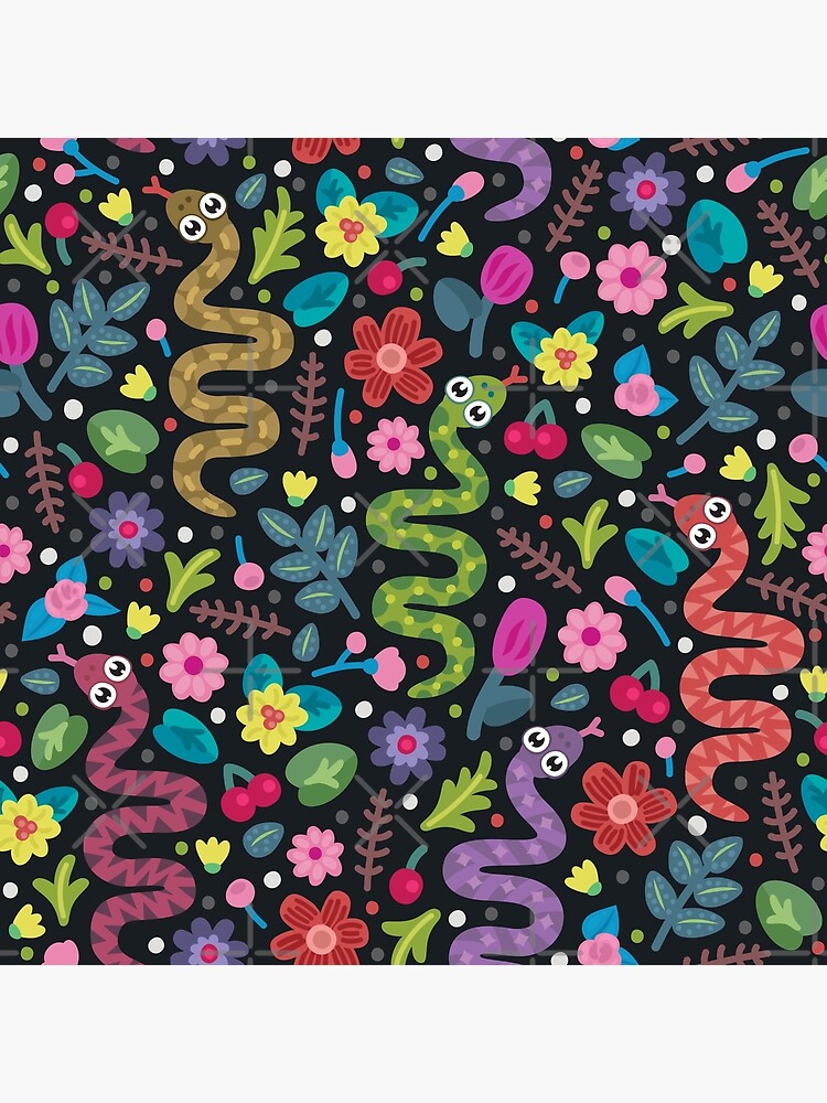 "Doodle Snakes And Flowers" Poster by renju1902 Redbubble
