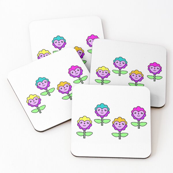 Item preview, 4 Multicolored flowers, Kawaii design, t-shirt illustration designed and sold by Stéphane  Thirion.