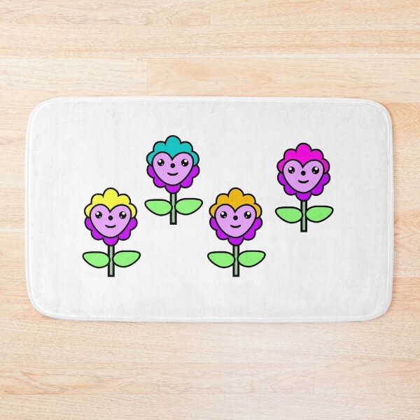 Item preview, 4 Multicolored flowers, Kawaii design, t-shirt illustration designed and sold by Stéphane  Thirion.