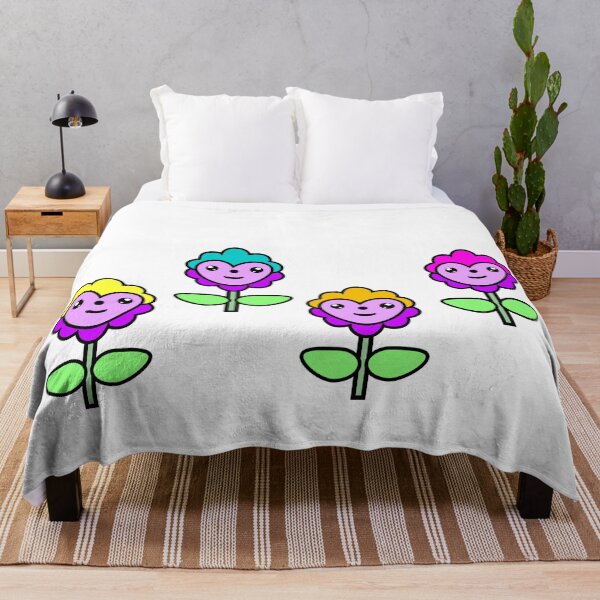 Item preview, 4 Multicolored flowers, Kawaii design, t-shirt illustration designed and sold by Stéphane  Thirion.