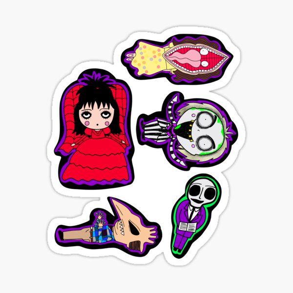 Creepy Cute Kawaii Beetlejuice Pattern Sticker