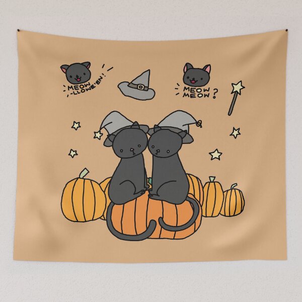 Item preview, Twin Cats Ready for Halloween Pastel Orange | babyRAGE Item #I0014A designed and sold by babyrage.