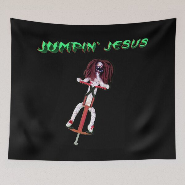 Item preview, Jumping Jesus On A Pogo Stick! | Zombie Halloween Zombie Jesus Day Creepy Gothic Easter Jesus Pogo Stick Agnostic Atheist Secular Humor Halloween Holiday Idea TM11 designed and sold by triciakitty.
