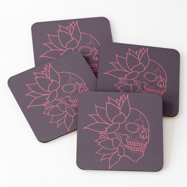 Item preview, Skull and salmon-colored water lilies designed and sold by BV-creas.