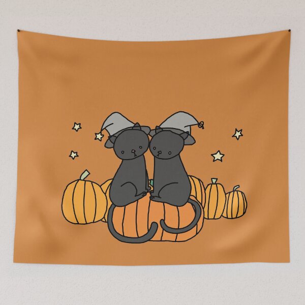 Item preview, Twin Cats Ready for Halloween Bold Orange | babyRAGE Item #I0014B designed and sold by babyrage.