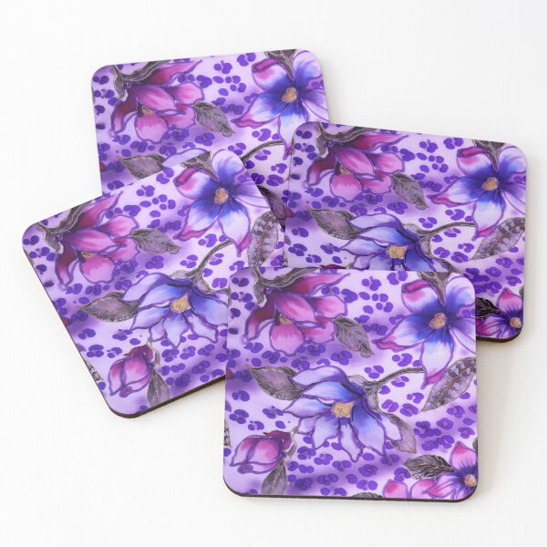 Item preview, Purple Magnolias on Lavender Leopard  designed and sold by Leslie Rogers Todder.