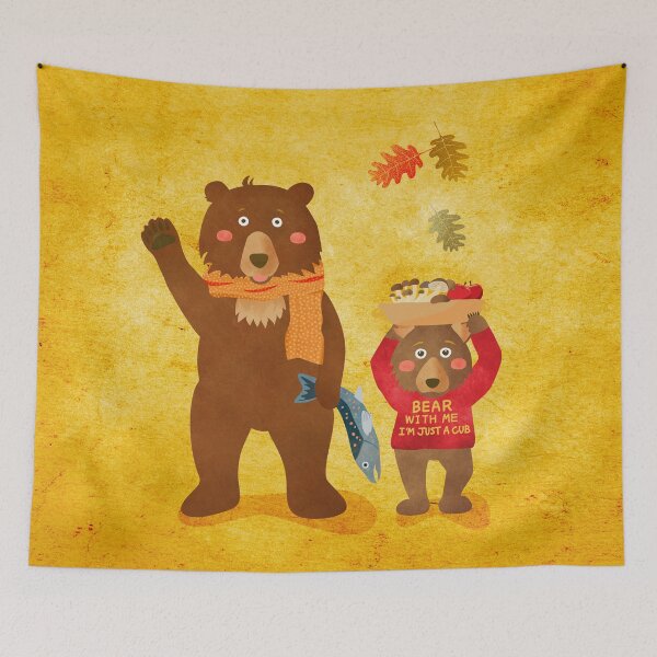 Item preview, Big and Little Bear Celebrating Bountyful Fall designed and sold by onimonk33.