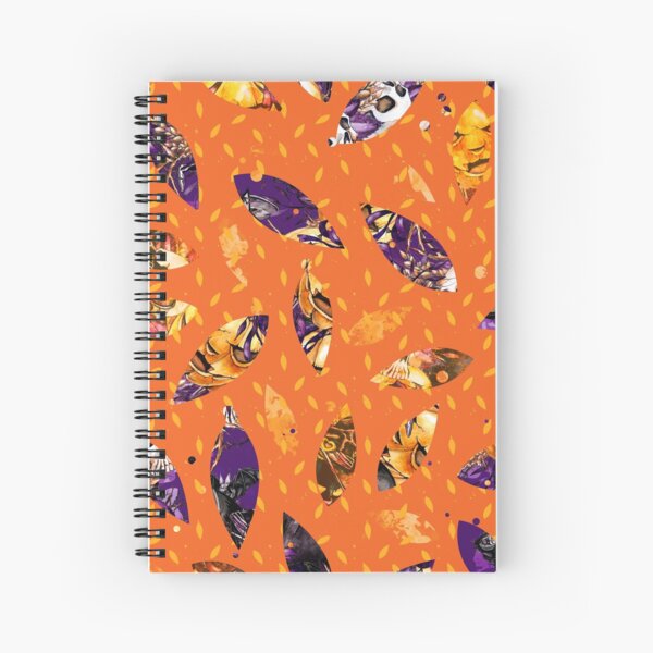 Halloween leaves on orange background MEGA Spiral Notebook