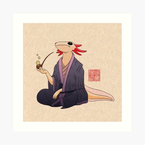 Axolotl Philosopher With Bubble Pipe Art Print